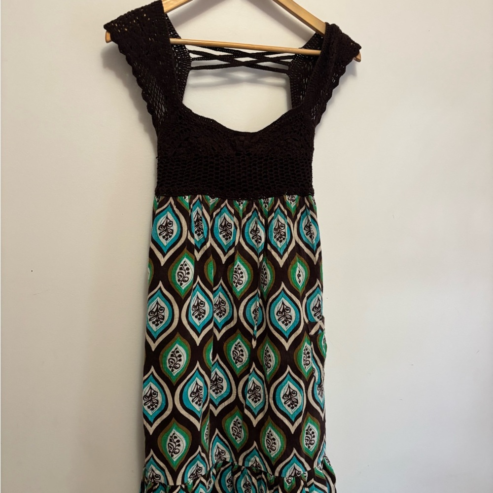 Vintage Y2K Candie's Brown and Green Patterned Mini Dress